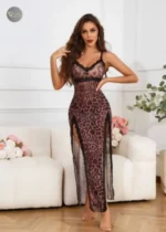 Sexy Lace Lacey Lingerie Set - Steel Ring Gathered Halter Top See-through Sexy Nightgown Set of 2 Pieces Including Underwear - Image 3