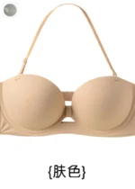 Strapless Anti-Slip Bra for Women with Small Breasts Front Buckle Gathered Design to Enhance Bust Size And Thickness - Image 3